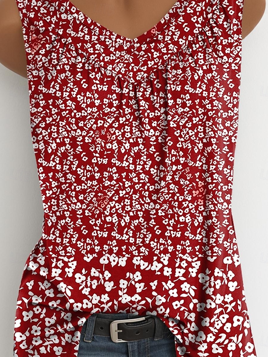 Femmes Débardeur caraco Fleuri Graphique ancien Élégant Occasionnel Sans manches Col en V Hauts Longs Quotidien Imprimé Rouge Bleu Violet Vert Été Printemps de 2025 ? $23.99 –P3