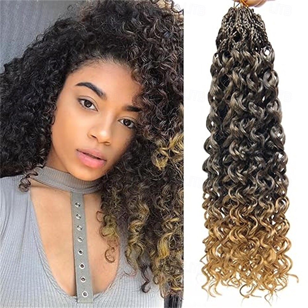 Extensions de cheveux synthétiques bouclés pré-bouclés de 18 pouces pour femmes noires - boucles gogo/boucles de plage/océan/eau/ondes profondes au crochet, 8 paquets de cheveux synthétiques sans de 2025 ? $52.99 –P5