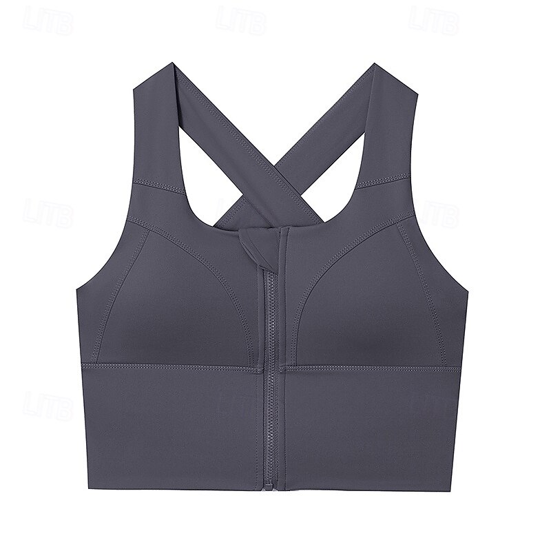Mulheres Sutiã de ioga Tanque Sutiã Pilates Roupa-Interior Suportes altos Respirável absorvente de suor Sem Fio Com almofadas Cor Sólida / Simples Esporte Roupas Esportivas Preto Azul Academia de 2025 por $25.99 –P5