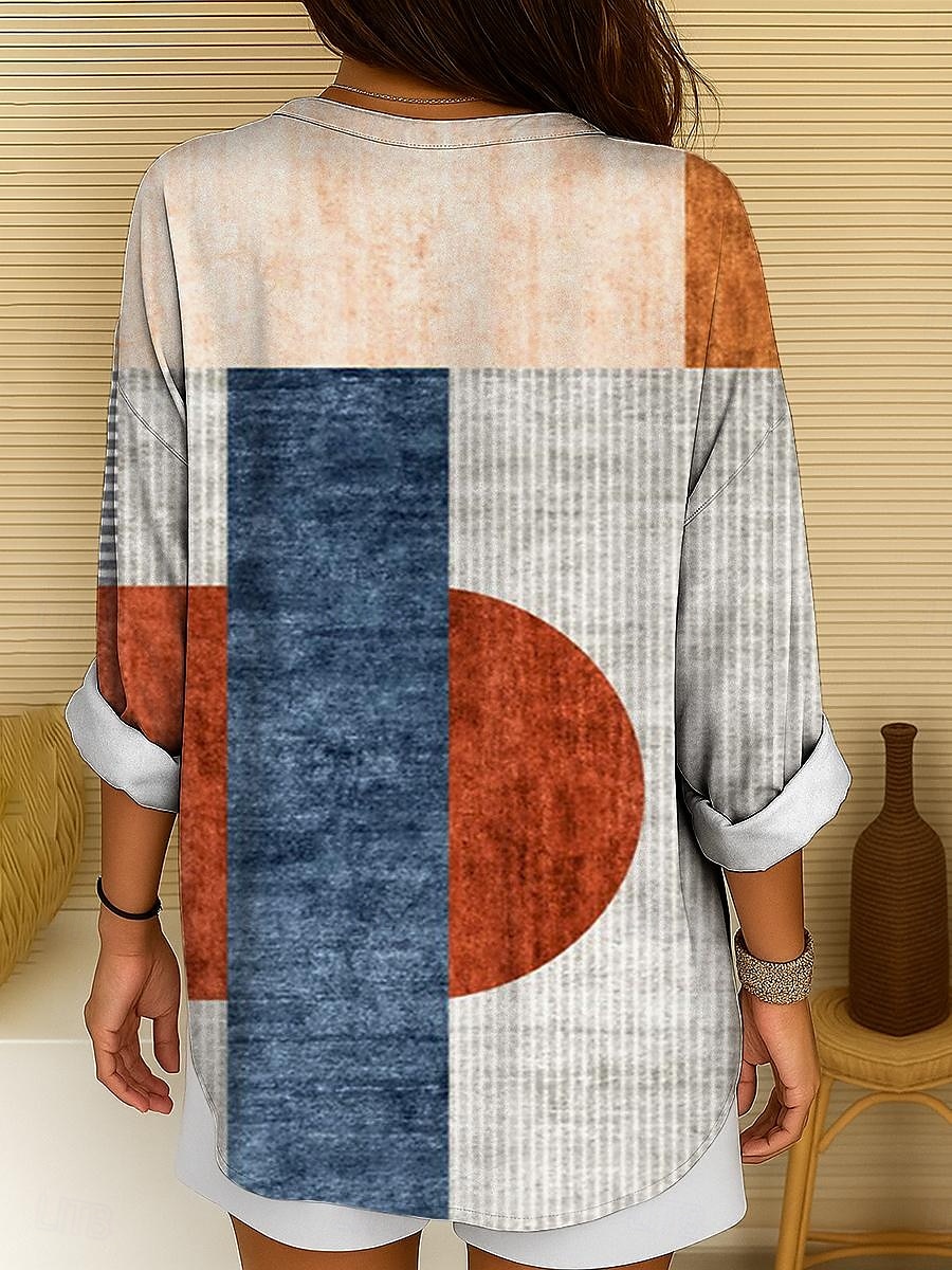 Blouse Femme Manches Longues Tops Tunique Graphique Géométrique Pois Élégant Style Col V Classique Tops Quotidien Vacances Imprimé Jaune Rouge Bleu Violet Orange Été Printemps de 2025 ? $24.99 –P2