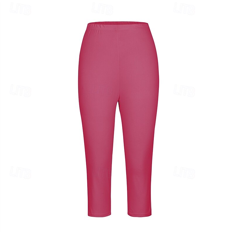 Mulheres Calças Capri Leggings Moda Casual Comprimento da panturrilha Cintura Média Tecido Cintura elástica Confortável Respirabilidade Com Stretch Férias Rua Roupa Diária Amarelo Claro Vinho de 2025 por $15.99 –P13