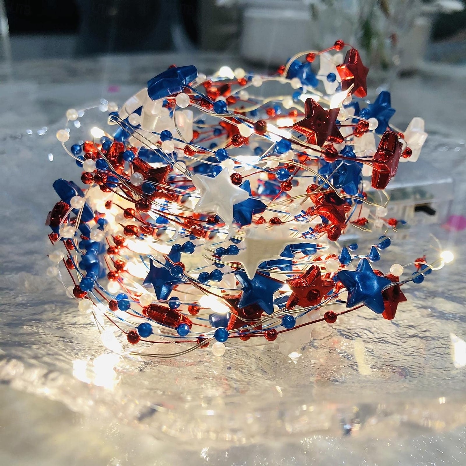 1 Pz Luce Decorativa a Stringa con 30 LED 3M Patriottica per il 4 Luglio Giorno dell'Indipendenza 250° Anniversario Giorno della Memoria Stringa di Luci Decorativa a Stelle Rosse Bianche e Blu Tema del 2026 a $12.99 –P4