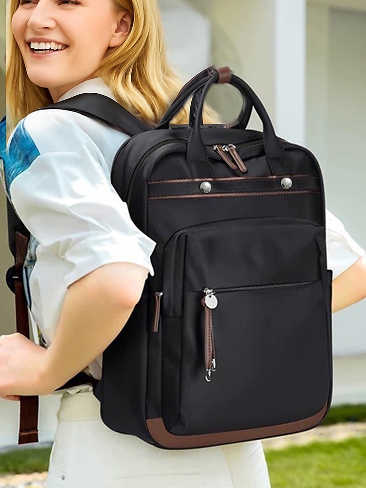 Vannavvisende ryggsekk for kvinner med stor kapasitet, dobbeltlagsdesign og bagasjerom, stilig og praktisk for reise, jobb og skole 2025 - $42.99 –P2