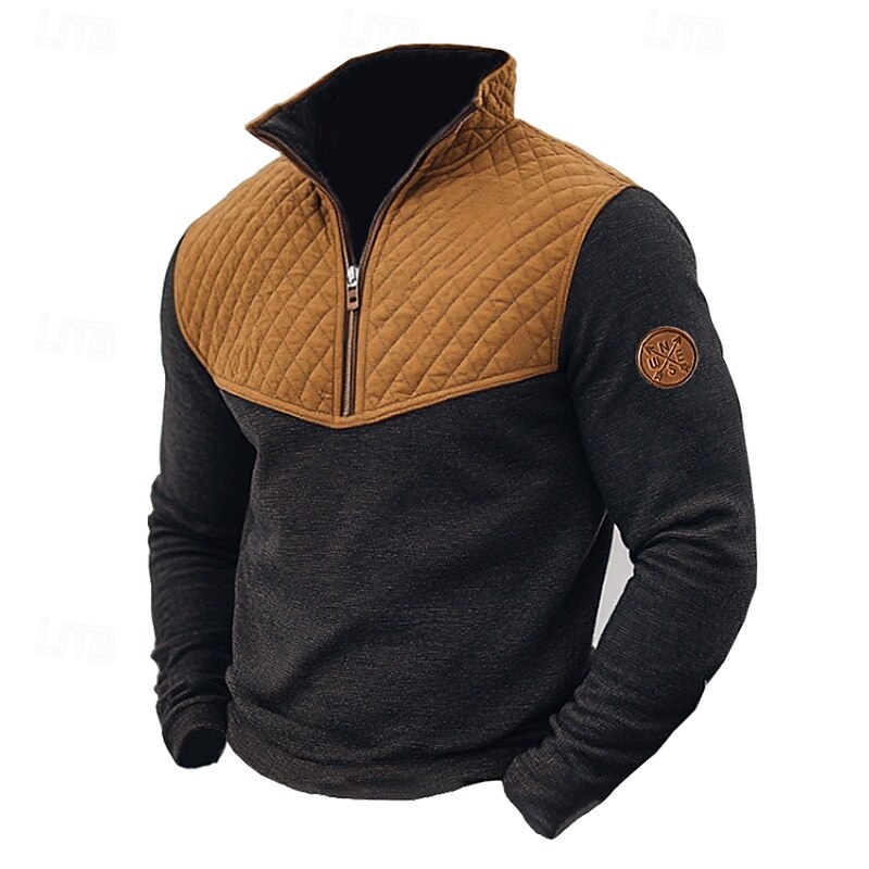Homens Moletom Moletom com zíper Marron Meio Zíper Bloco de cor Patchwork Textura Desportos e Ar livre Diário Feriado Poliéster Roupa de rua Retro Básico Primavera Outono Roupa Moletons Moletons de 2025 por $30.99 –P1