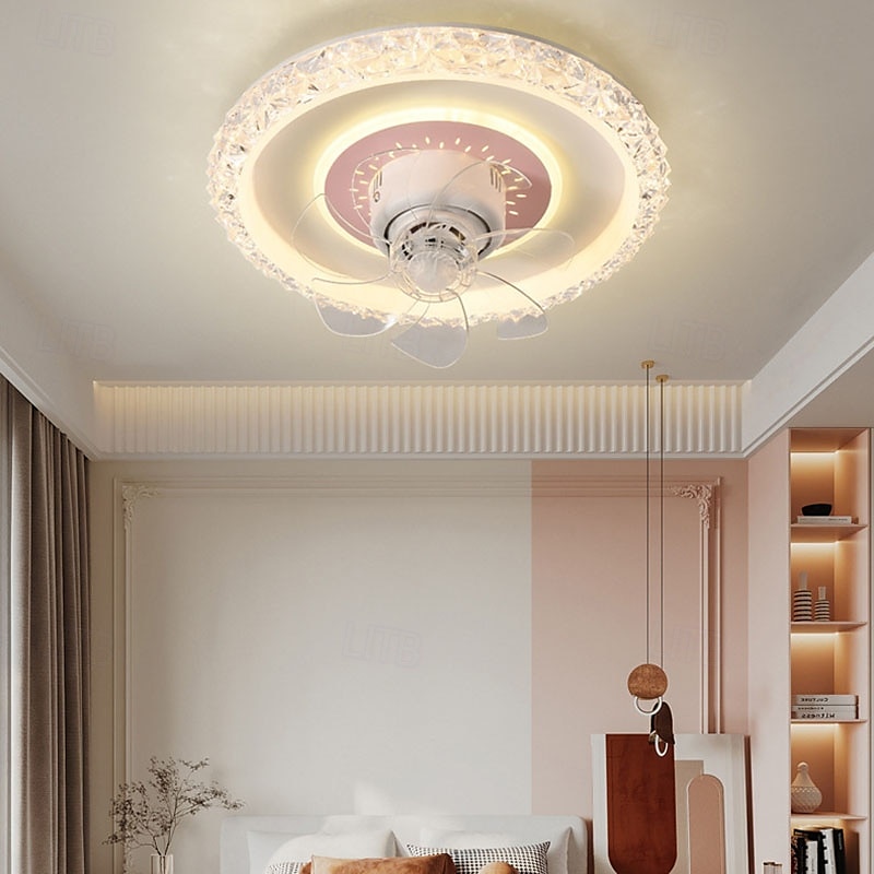 plafondventilator met verlichting ronde ventilatorlamp met afstandsbediening led hanglamp ventilator voor woonkamer eetkamer plafondlamp 2025 - $236.19 –P9