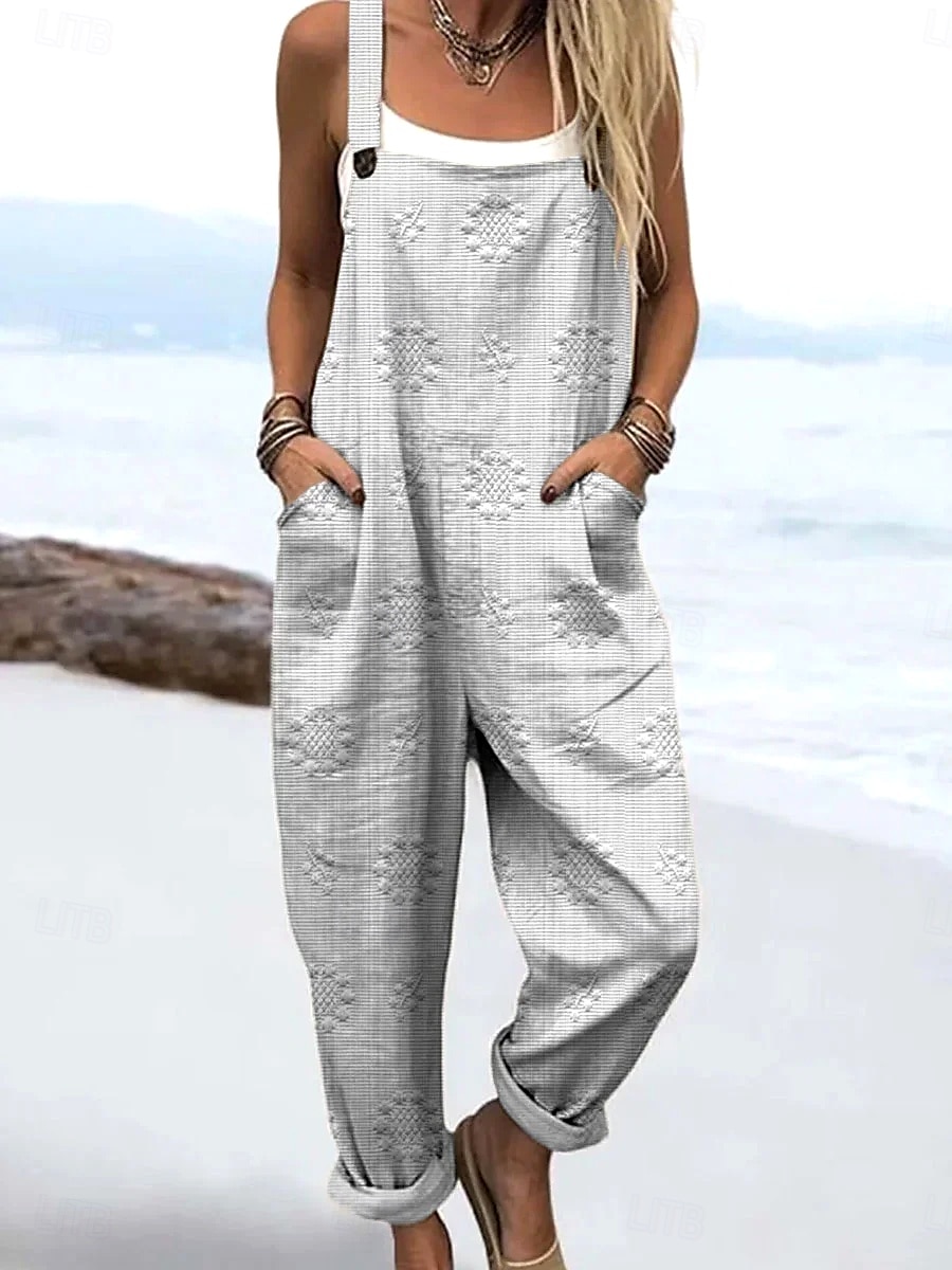 Women's Dungarees Active Floral Sleeveless Drawstring with Pocket Vacation Street Loose Fit Red Navy Blue Green Summer 2026 - $45.99 –P3