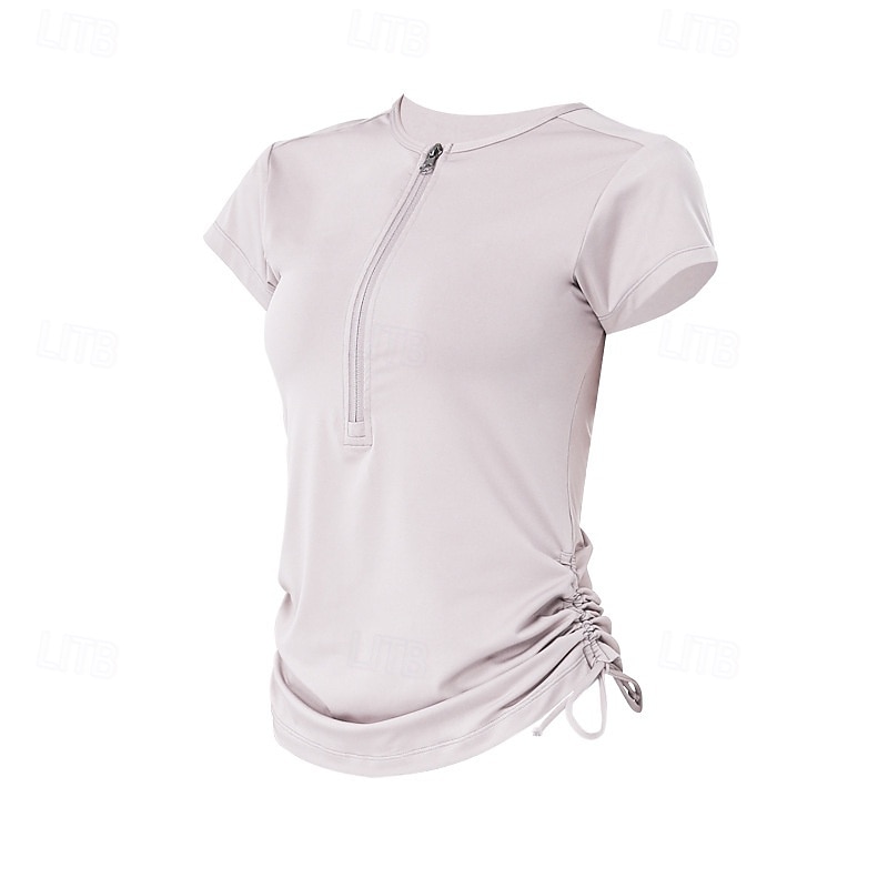 Dam Solid färg Träningströja Träningstoppar Elastisk Svettavvisande Andningsfunktion Tennis Pickleball Yoga Rund hals Överdelar Vit Rosa Blå Tenniskläder 2026 - $16.49 –P7