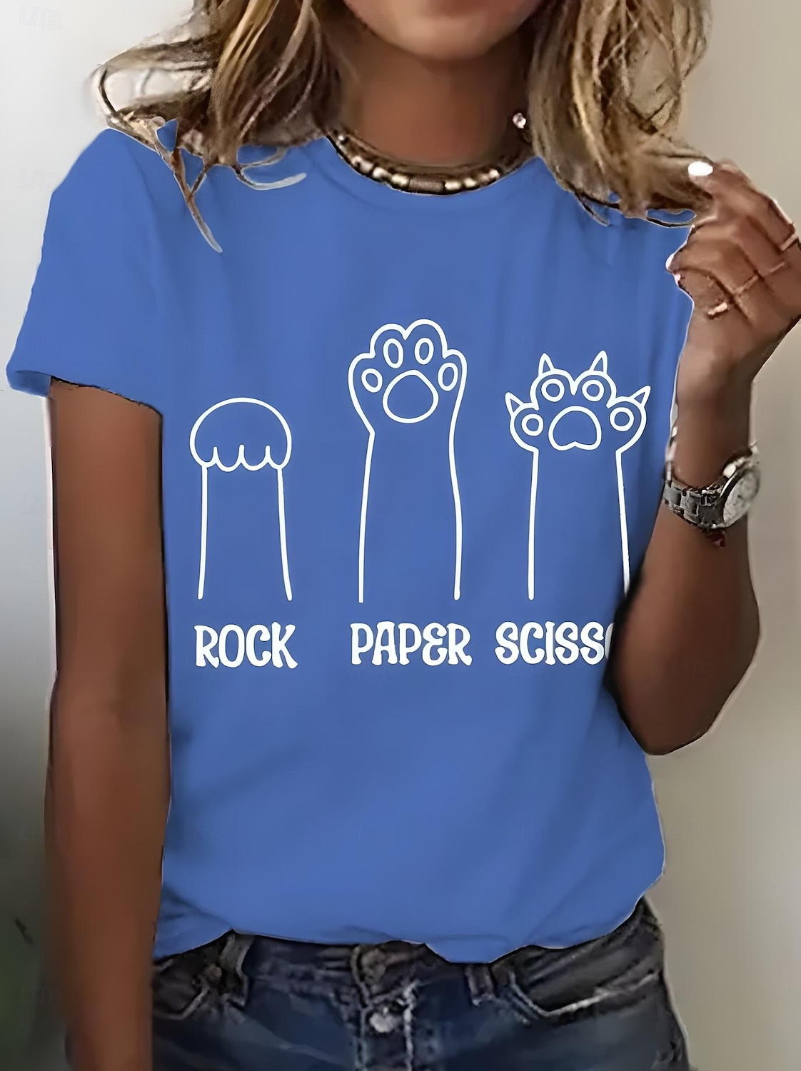 Per donna Maglietta Stampato Grafico Animale Gatto Vintage Elegante Classico Manica Corta Girocollo Top Regolari Quotidiano Weekend Blu Nero Bianco Rosa Viola Estate Primavera del 2026 a $22.99 –P5