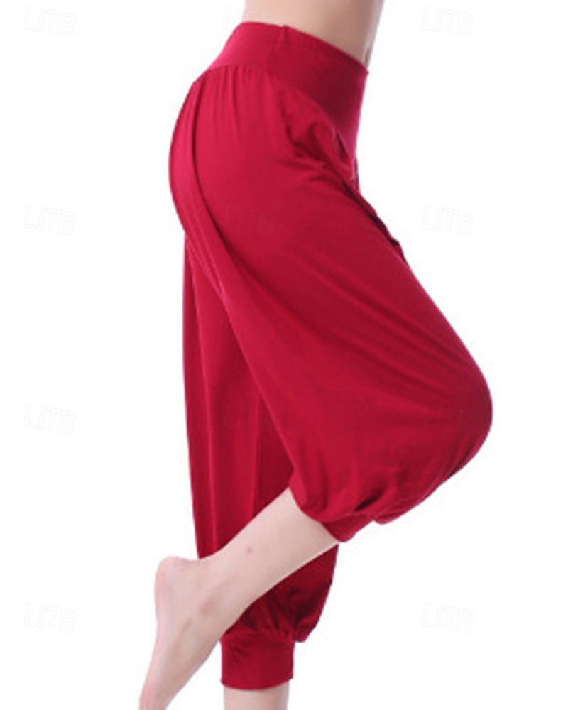 Dámské Kalhoty na jógu Harémové kalhoty Bombarďáky Lehká váha Vysoký pas Tělocvična Pilates Zumba Spodní část oděvu Pevná barva Černá Bílá Burgundská fialová Hlavní město Podzim Sportovní Sportovn 2026 - $13.99 –P5