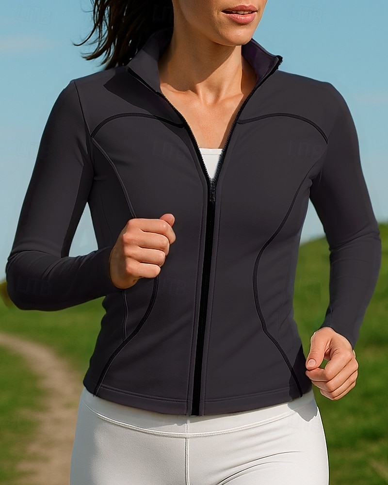 Naisten Yhtenäinen Juoksutakki Ulkoilu takki Kesä Kevät Täysi vetoketju Ohut Pitkähihainen Urheilullinen Nopea kuivuminen Kevyt Elastinen Hengittävä Tennis Golf Juoksu Musta Valkoinen Rubiini 2026 - $27.99 –P6