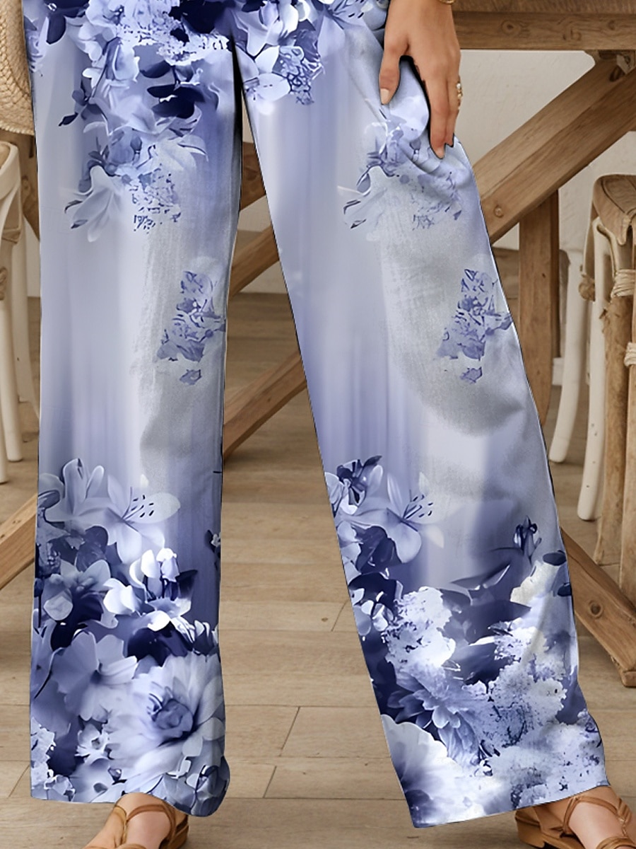 Femmes Culottes Jambe Large Chinos Pantalons Amples Vacances ancien Mode Longueur complète Taille haute Fleuri Graphique Dégradé Ceinture Élastique Impression Respirant Doux Micro-Élastique Formel de 2025 ? $24.99 –P3