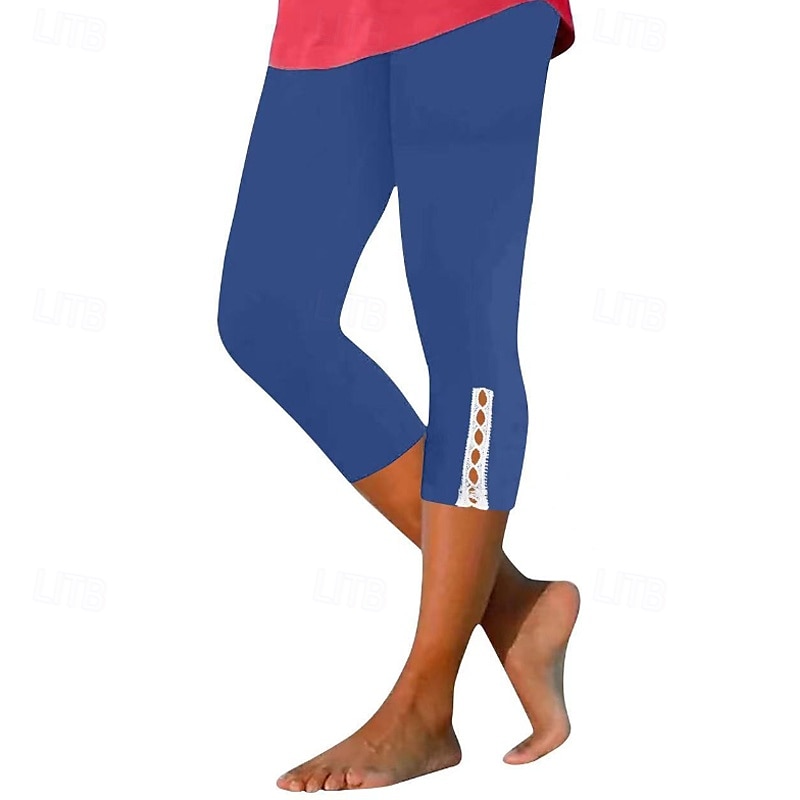 Women's Capri Pants Leggings Fashion Streetwear Calf-Length Natural Plain Elastic Waist Comfy Outdoor Comfortable Outdoor Holiday Weekend Black White Fuchsia Purple Summer Regular Fit 2025 - $14.99 –P5