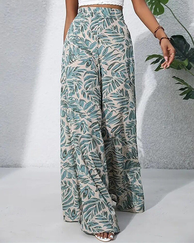Per donna Gamba larga Pantaloni Casual Boho Lunghezza intera Vita Alta Piante Tasca Design con Coulisse Elastica Traspirabilità Morbido Micro-elastico Vacanza Streetwear Abbigliamento quotidiano del 2025 a $17.99 –P5