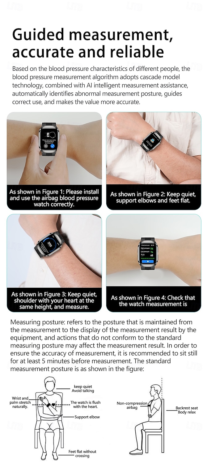 Воздушный насос Тип подушки точное измерение артериального давления ЭКГ электрокардиограмма мониторинг температуры шагомер Совместимость Bluetooth вызов с Android iOS Для женщин мужчин Долгий режим 2026 - $153.99 –P5