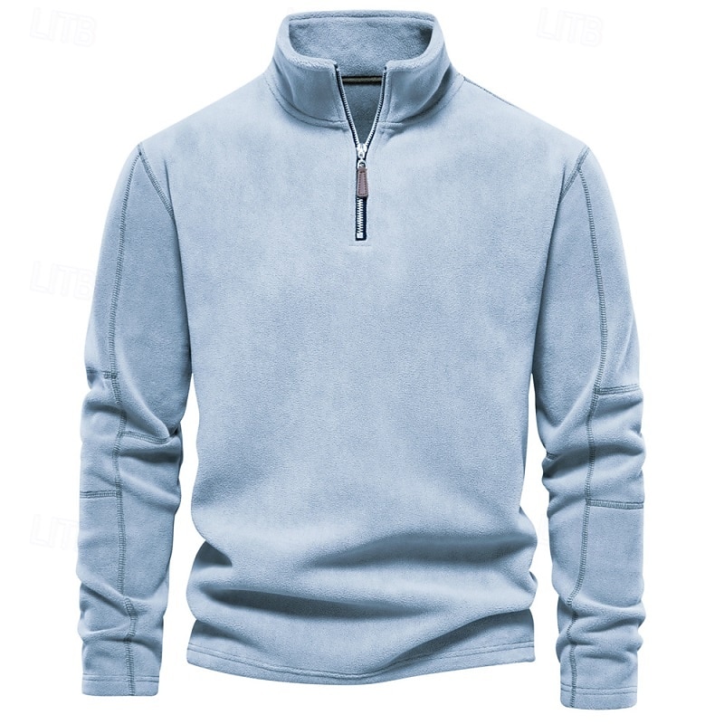 Per uomo Felpa con zip Felpa con cappuccio in pile Khaki chiaro. Nero Bianco Blu marino Marrone Colletto Mao Semplice Con zip Zip a un quarto Sport & Outdoor Casuale Quotidiano Streetwear Cool del 2025 a $37.99 –P5