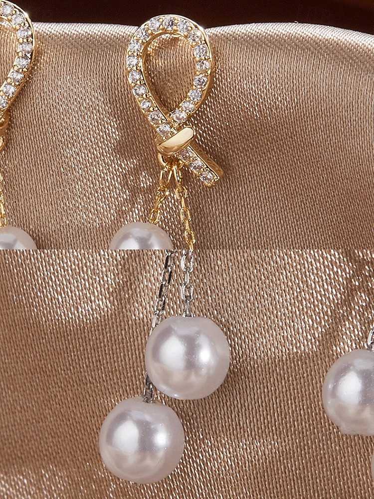 Damen-Ohrringe aus Kunstperlen mit Strass-Tropfendesign, eleganter goldener Hängerstil, geeignet für Pendeln, Büro, Hochzeit, Party und Abend 2026 - $5.99 –P6