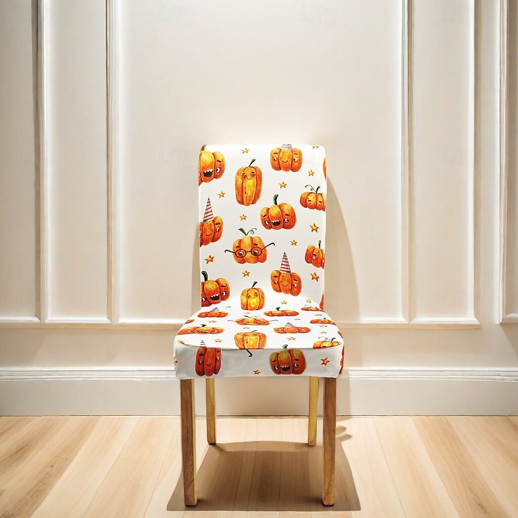 Stuhlhussen für Esszimmerstühle mit Halloween-Aufdruck – festliches, gruseliges Design, dehnbar und strapazierfähig, perfekt als Partydekoration im Esszimmer. 2025 - $12.49 –P2