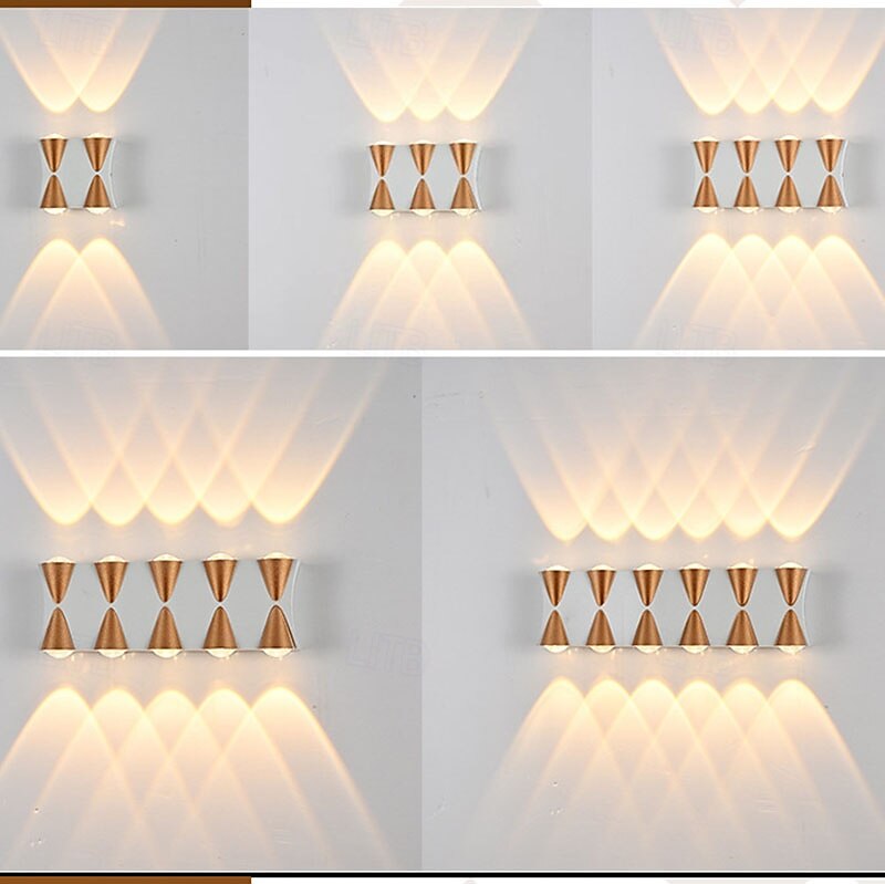 Lampada da parete a LED per esterni 10W, illuminazione up/down, per interni, 4/6/8/10 teste, curva, impermeabile, IP65, lampada da camera da letto moderna, luce bianca calda, AC85-265V del 2025 a $46.99 –P3