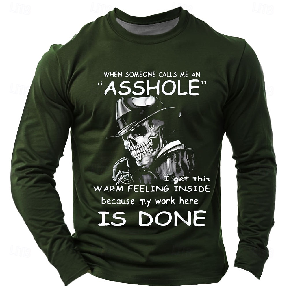 Herren Lustiger Slang T Shirt Langarm T-Shirt Grafikdruck Rundhalsausschnitt Hemd Mode Täglich Basic Straße Lässig Täglich Schwarz Burgunderrot Blau Sommer Frühling Ganzjahres Bekleidung S M L XL XXL 2025 - $19.99 –P5