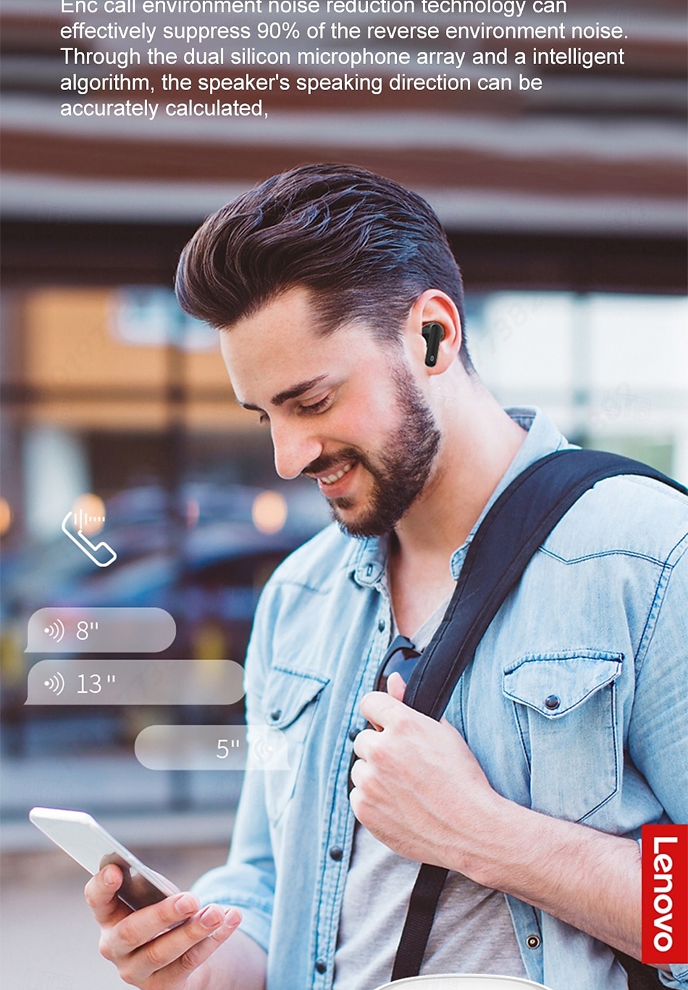 ANC Lenovo XT98 Earphones Bluetooth V5.2 True Wireless Headphones Active Noise Cancelling 28dB Sports Earbuds with Mic ENC Call 2025 - $38.99 –P6