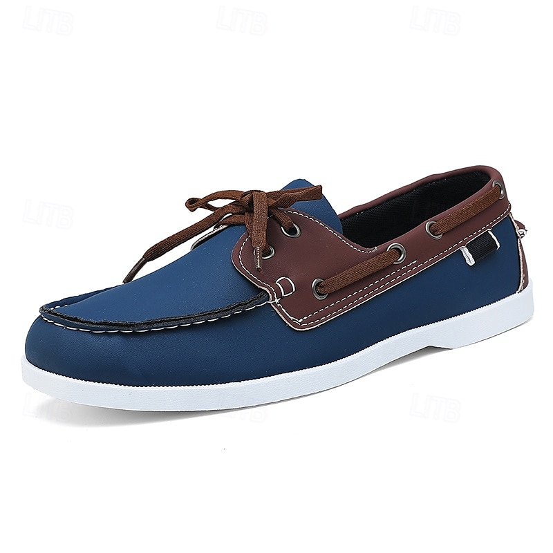 scarpe da barca da uomo bicolore nere e bianche con design classico allacciato, comode ed eleganti, ideali per gite in spiaggia, abbigliamento casual ed eventi estivi del 2025 a $19.99 –P2