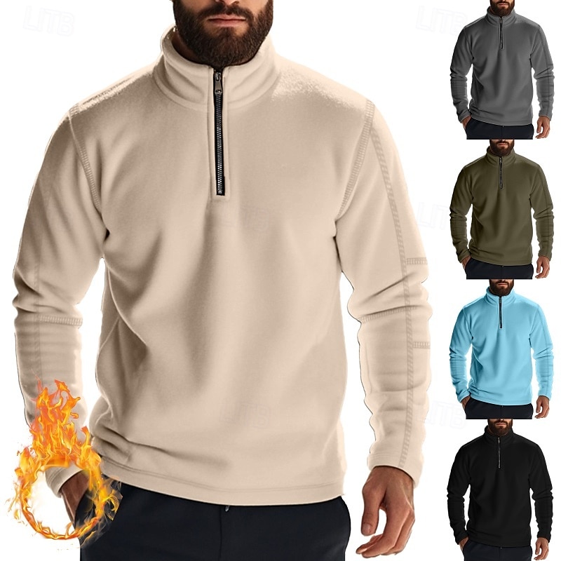 Per uomo Felpa con cappuccio e zip Maglia Felpa con zip Felpa con cappuccio in pile Nero Verde militare Blu Cachi Grigio Colletto Mao Semplice Con zip Sport & Outdoor Casuale Quotidiano Streetwear del 2025 a $31.99 –P1