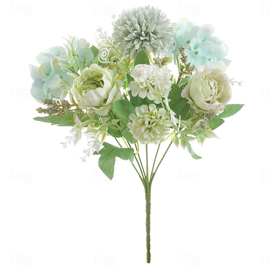 1 mazzo di fiori artificiali di seta rosa, piccolo bouquet multi-testa biforcuto, composizione di fiori secchi finti per decorare il tavolo di casa o il vaso. del 2025 a $7.99 –P9