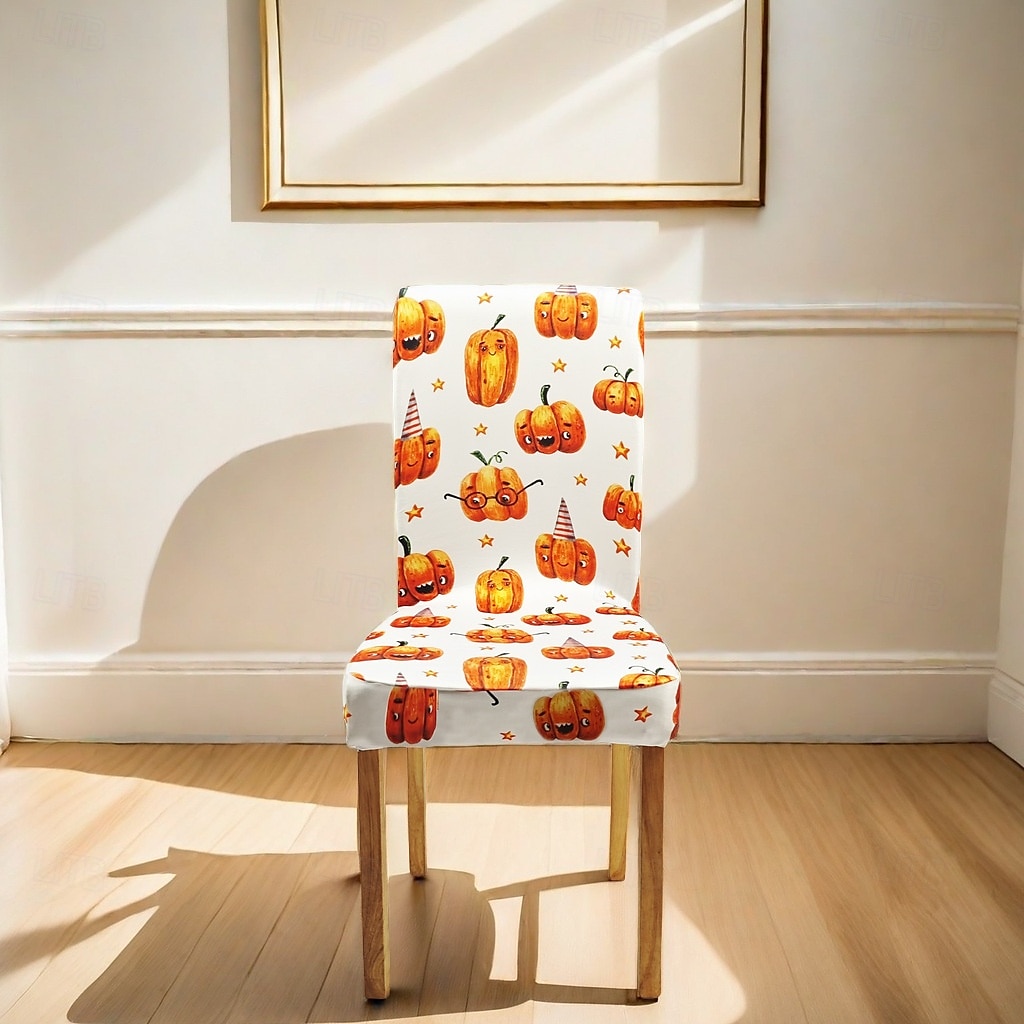 Stuhlhussen für Esszimmerstühle mit Halloween-Aufdruck – festliches, gruseliges Design, dehnbar und strapazierfähig, perfekt als Partydekoration im Esszimmer. 2025 - $12.49 –P5