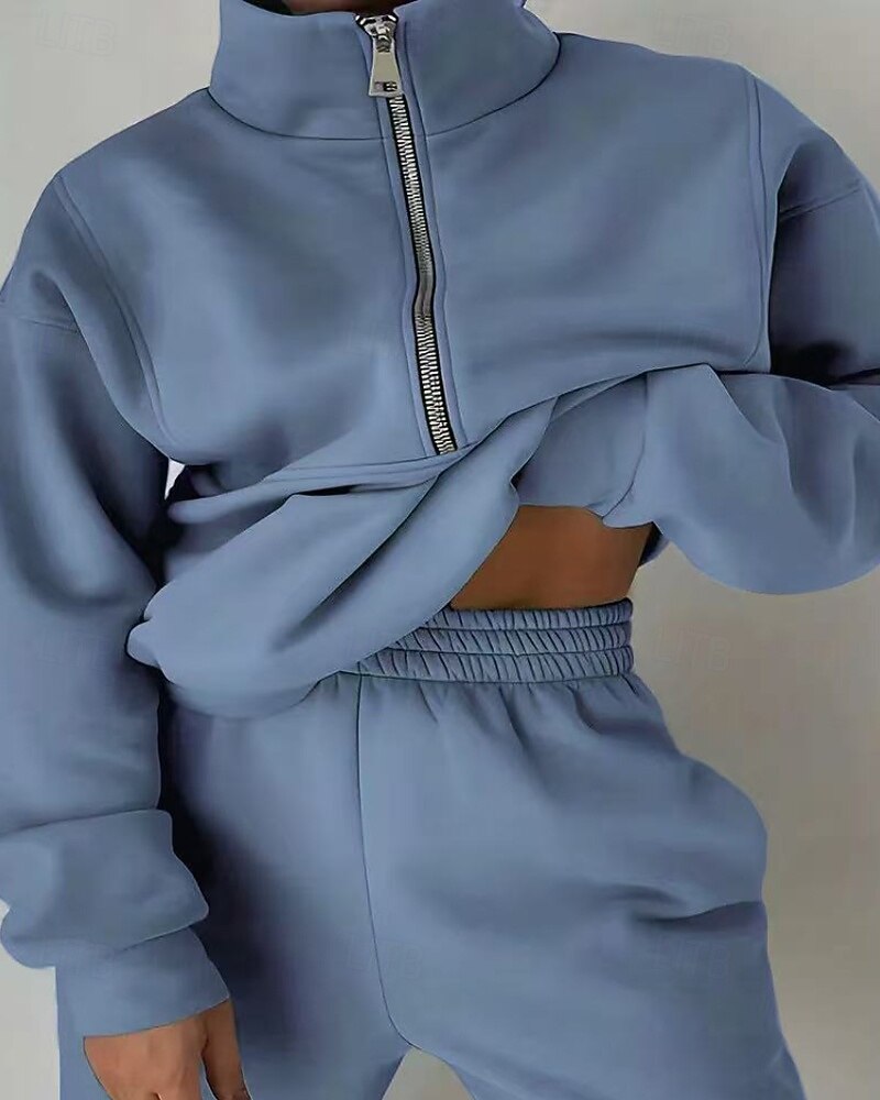 Damskie Spodnie dresowe Dres polarowy Góra ścieżki Zamek 2-częściowa Solidne kolory Rozpinana bluza i spodnie dresowe Zestawy odzież Jesień Leśna zieleń Granatowy Siłownia Sportowy Bieganie Keep Warm 2026 - $31.99 –P17