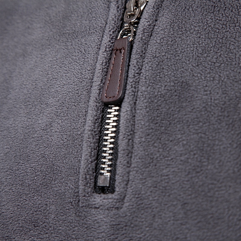Per uomo Felpa con zip Felpa con cappuccio in pile Khaki chiaro. Nero Bianco Blu marino Marrone Colletto Mao Semplice Con zip Zip a un quarto Sport & Outdoor Casuale Quotidiano Streetwear Cool del 2025 a $37.99 –P12