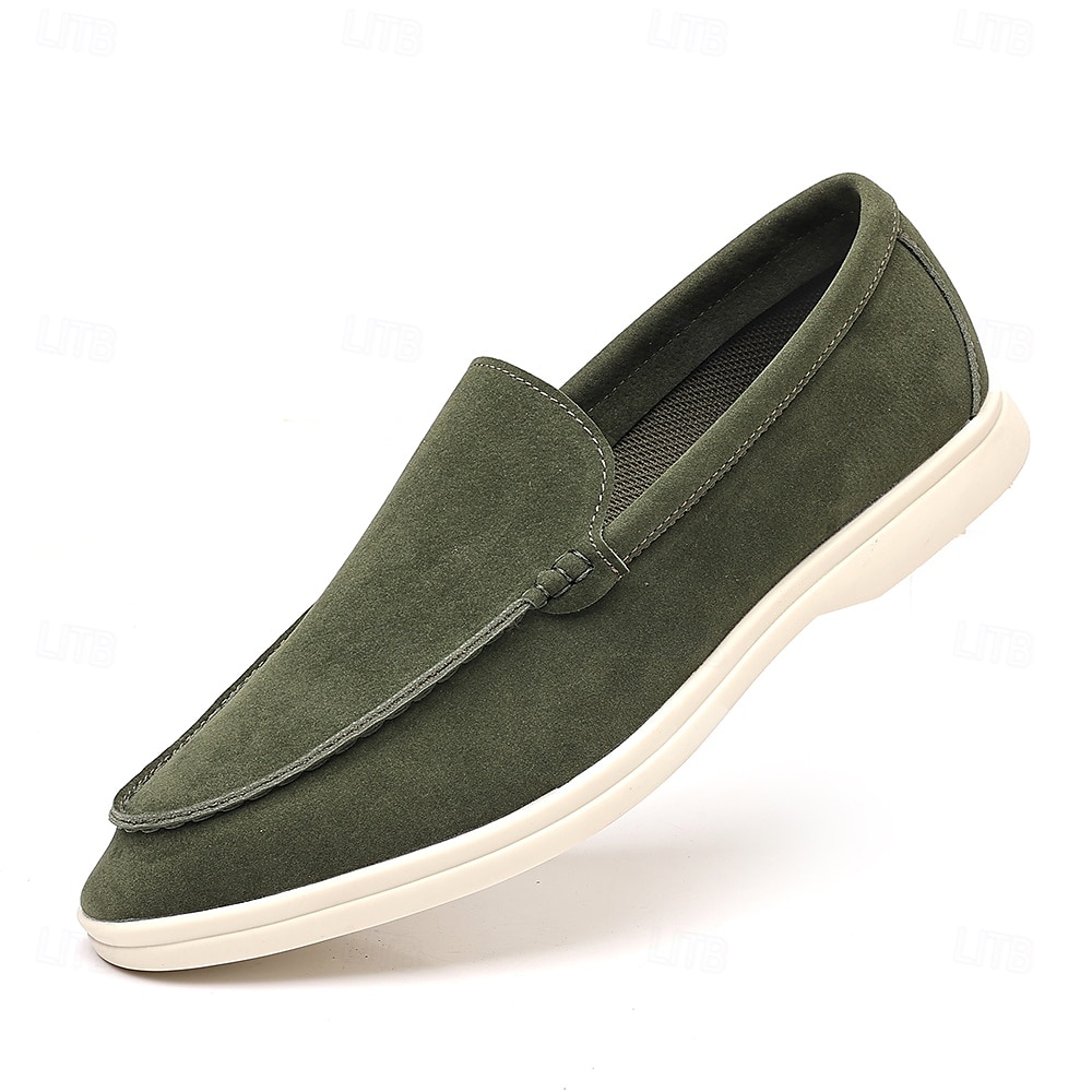 Lichtblauwe instappers voor heren – ademende platte schoenen van imitatiesuède met gedempte zool voor lente-outfits, dagelijkse woon-werkverkeer en ontspannen stadswandelingen 2025 - $42.99 –P2