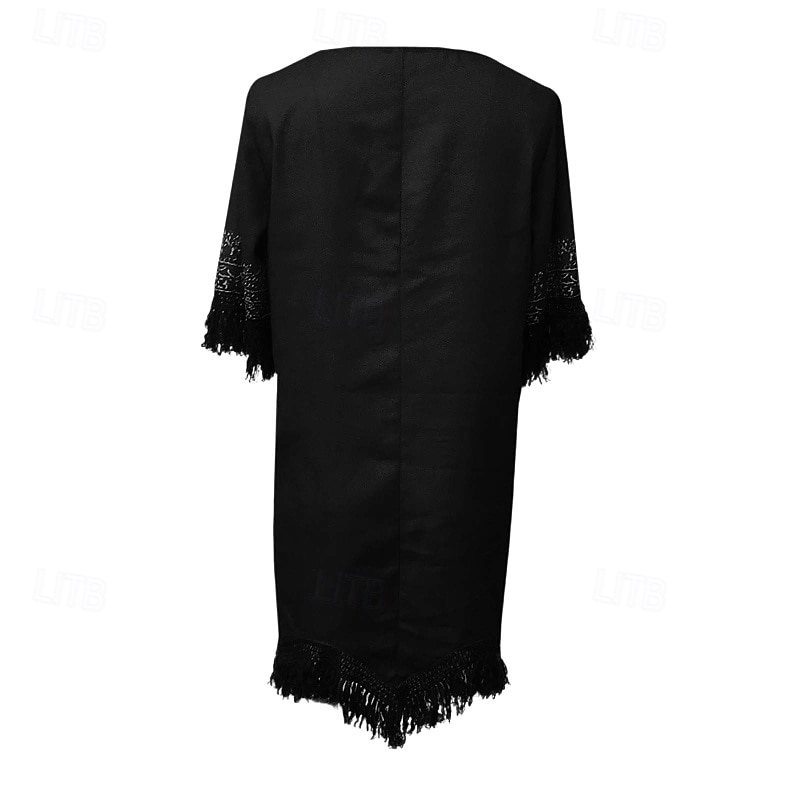 Damskie Sukienka mini Sukienka z frędzlami Sukienka z nadrukiem Moda Klasyczny Nowoczesny Na zewnątrz Urlop Codzienny Regularny Kwiat Krótki rękaw W serek Czarny Lato 2025 - $24.99 –P3