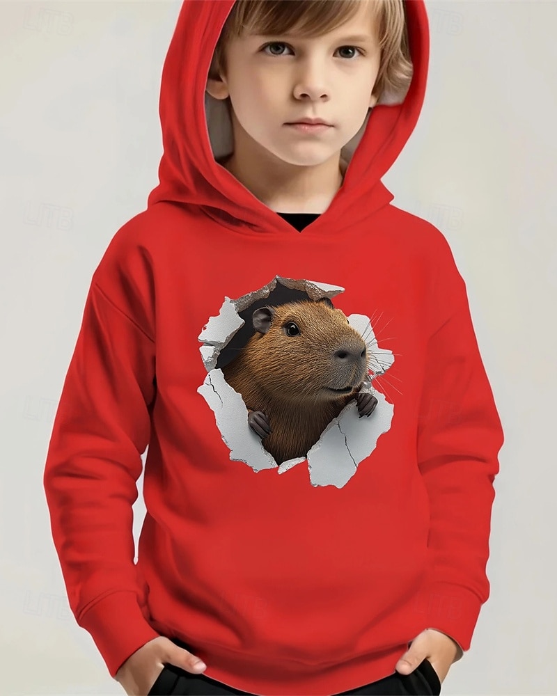Pojkar 3D Djur Huvtröja Långärmad Vår Höst Mode Streetwear Barn 4-12 år Huva Utomhus Ledigt Dagligen Normal 2025 - $18.99 –P3