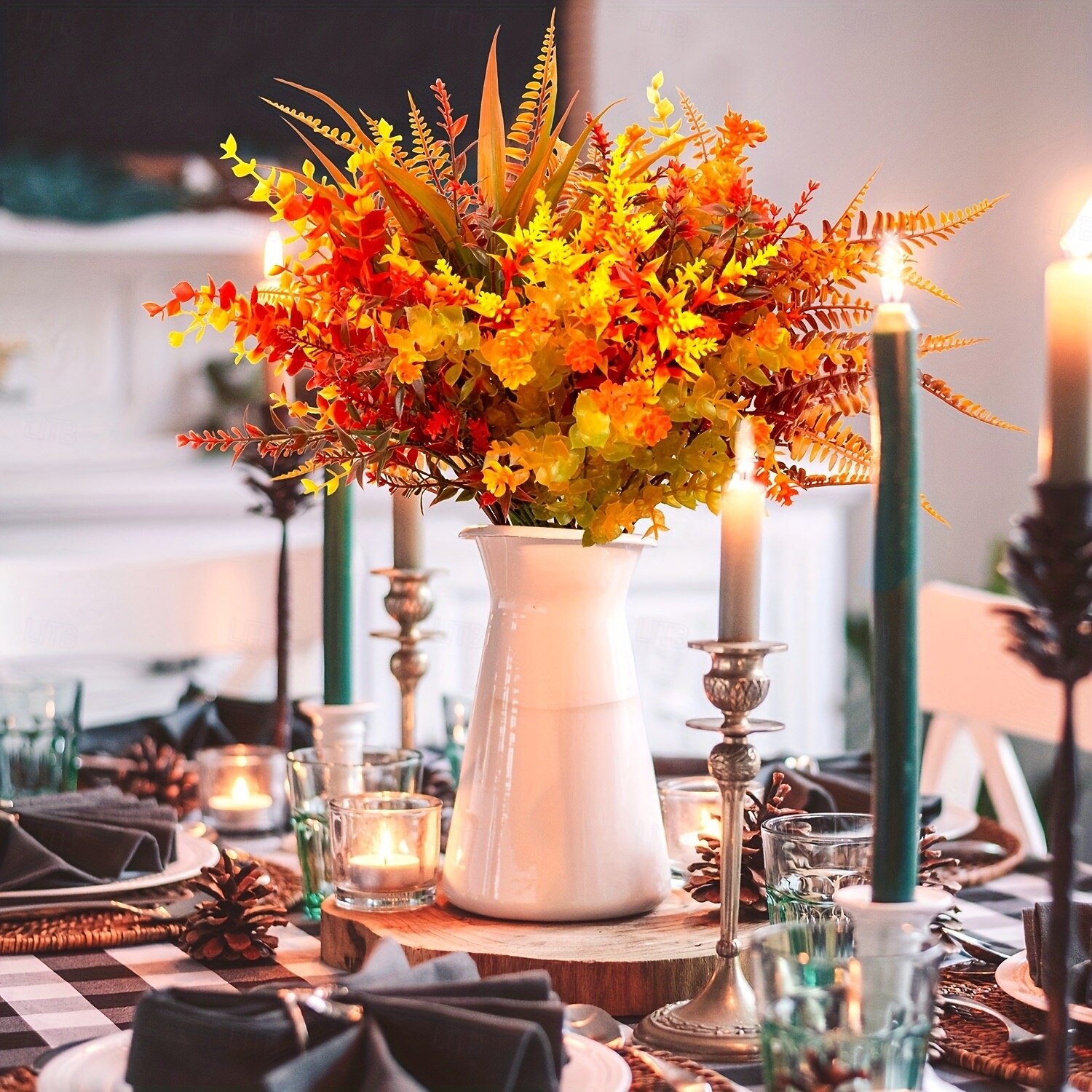 Pacote com 9 flores e plantas artificiais de outono para decoração externa, perfeitas para decoração de casa, acessórios para fotografia de casamento e decoração de hotéis de 2026 por $17.99 –P3