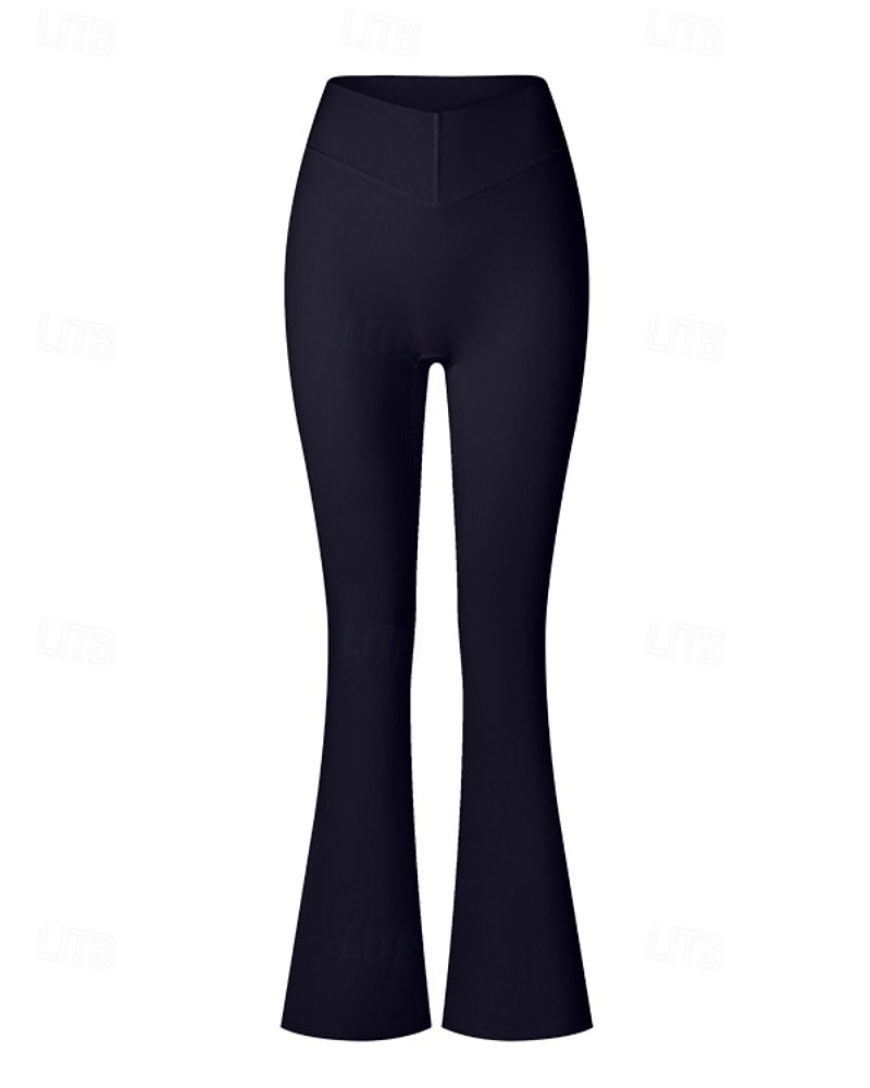Women's pilates leggings fitness pants sport pants Flared Lightweight Pilates Running Fitness Pants Solid Color Black White Pink Fall Winter Sports Activewear Micro-elastic 2026 - $34.99 –P20