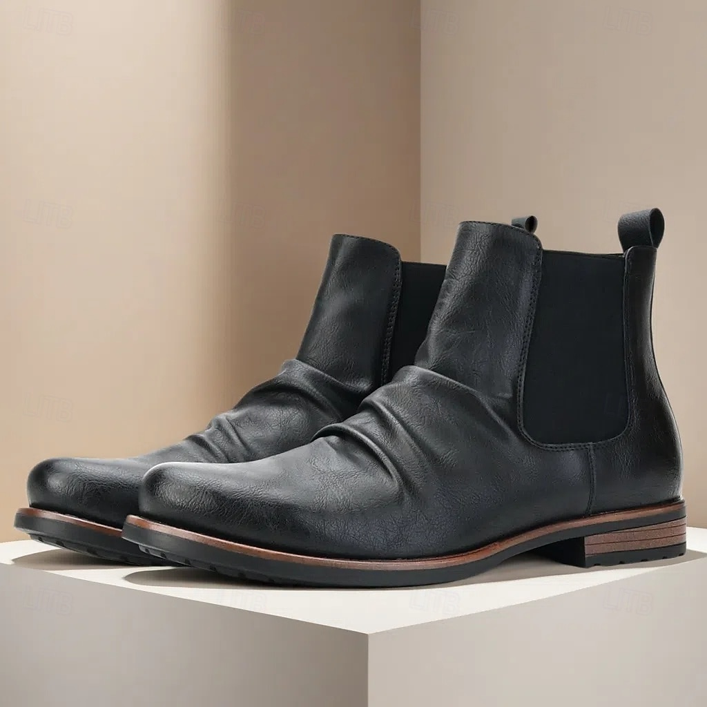 stivali chelsea da uomo in similpelle marrone – eleganti e moderni con lati elastici, ideali per riunioni formali e uscite informali del 2025 a $64.99 –P5