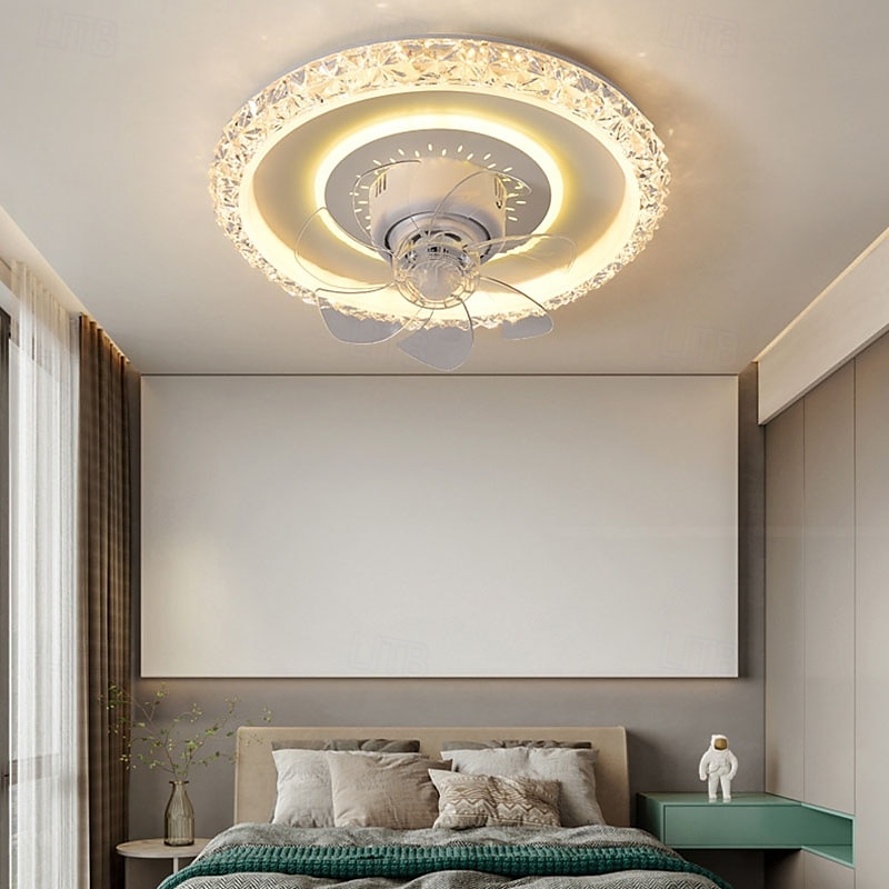 plafondventilator met verlichting ronde ventilatorlamp met afstandsbediening led hanglamp ventilator voor woonkamer eetkamer plafondlamp 2025 - $236.19 –P10