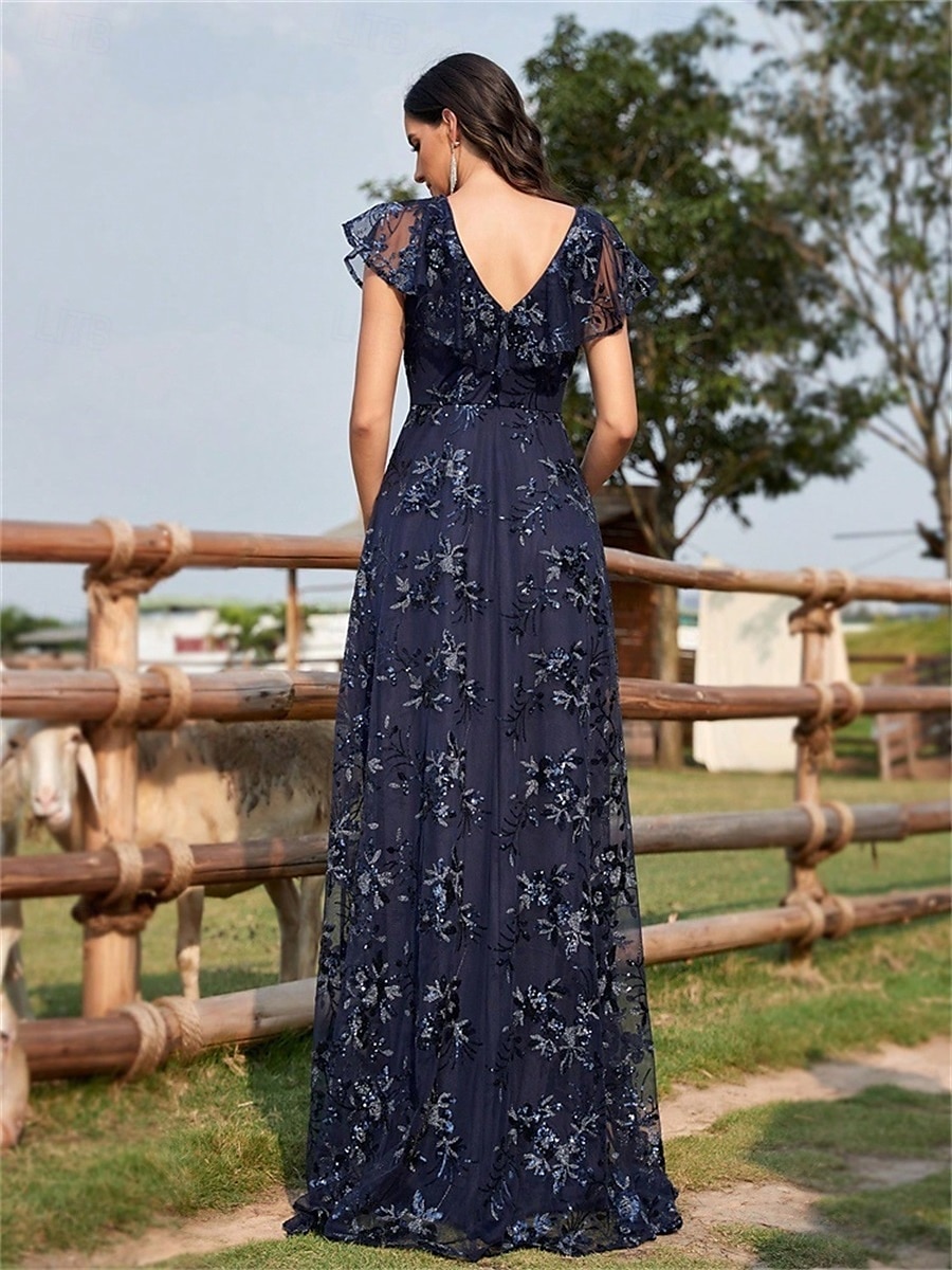 Robes de quinceanera en forme A Robe élégante Robe de mariage formelle longueur sol manches courtes col en V sequins dos en V avec sequins de 2025 ? $109.99 –P21