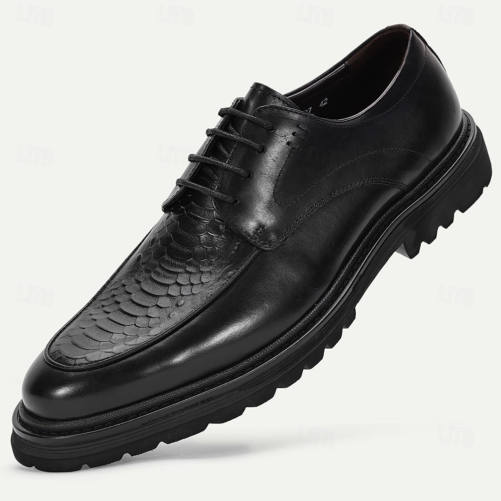 scarpe eleganti da uomo in vera pelle di vacchetta nera con motivo coccodrillo – eleganti scarpe formali per lavoro, matrimoni ed eventi speciali del 2025 a $109.99 –P1
