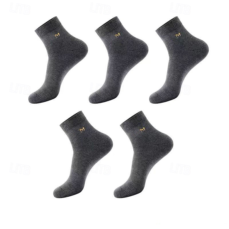 Per uomo 5 Paia Pacchi Multipli Calzini Calzini a Mezza Gamba Calzini da Corsa Calzini Casual Nero Bianco Colore Colore Solido / Tinta Unita Vacanza Sport & Outdoor Quotidiano Base Medio Primavera del 2025 a $6.49 –P5