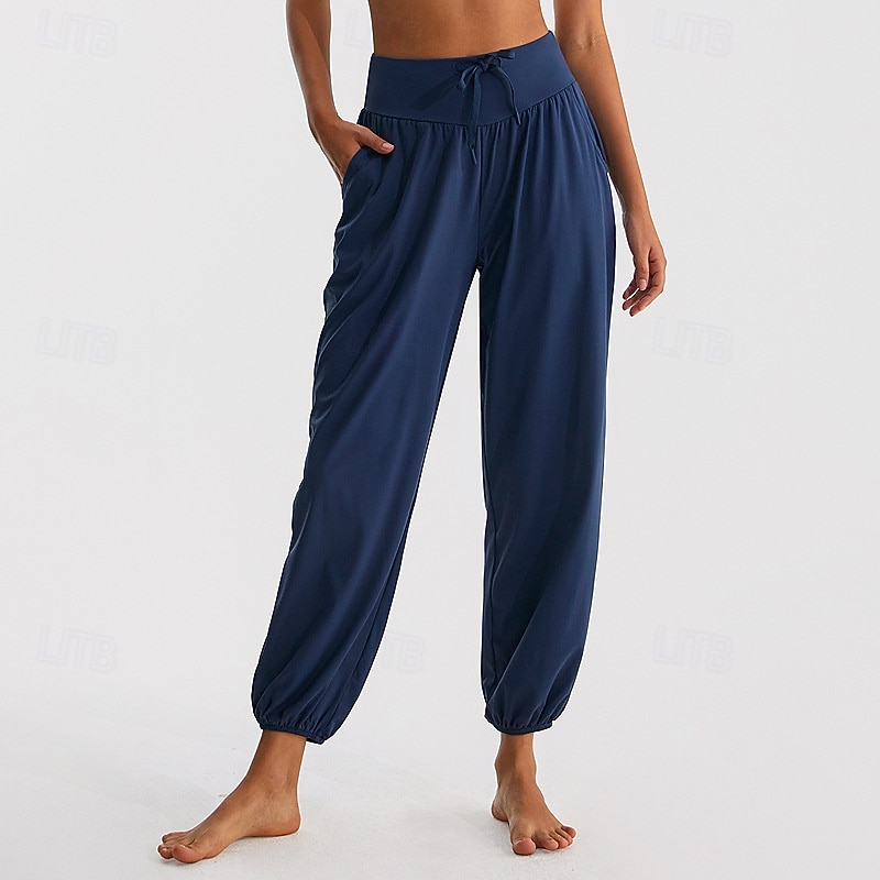 Mujer Pantalones de fitness Pantalones de pilates Pantalones de yoga Con bolsillos Protección Solar Alta cintura Pilates Gimnasio Zumba Prendas de abajo Color sólido Sandía Roja Negro Azul Marino 2026 - $30.99 –P1