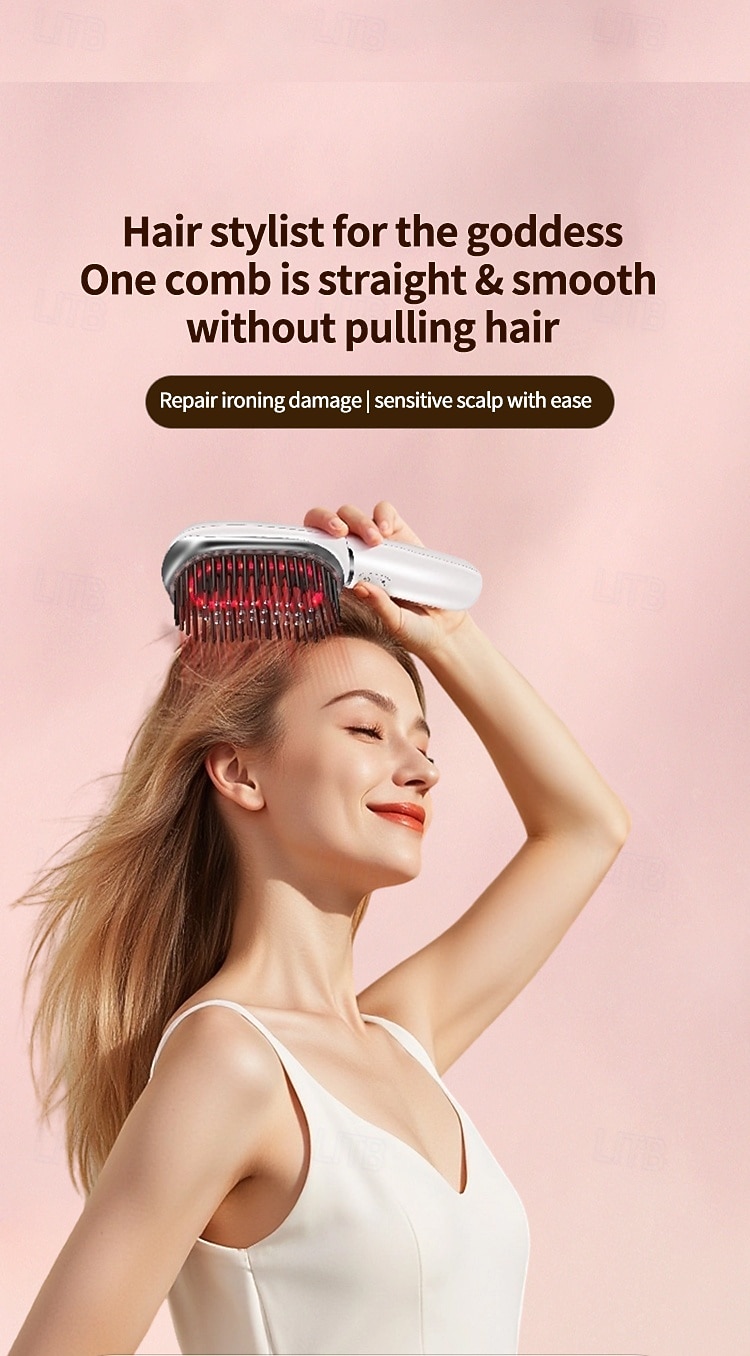 Valentijnsdag Cadeaus Voor Vrouwen Led Blauw Rood Lichttherapie Haarsmassager Borstel Scalp Massage Kam EMS Microcurrent Negatieve Ion Haar Kam 2026 - $88.99 –P8
