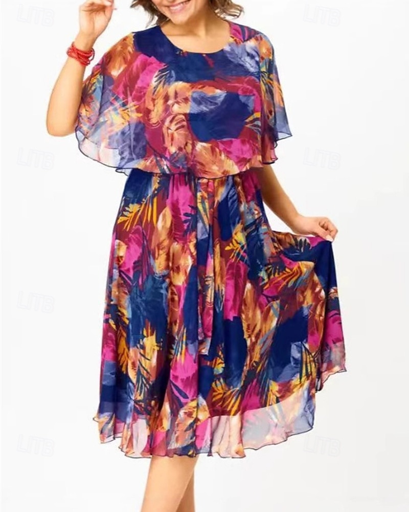 Pentru femei Rochie Lunga Rochie Maxi Rochie casual Rochie de Cocktail Rochie pentru invitata de nunta Rochii din Șifon Elegant Modă În aer liber Concediu Dată Fit regulat Floare Manșon scurt Stil 2025 - $23.99 –P2