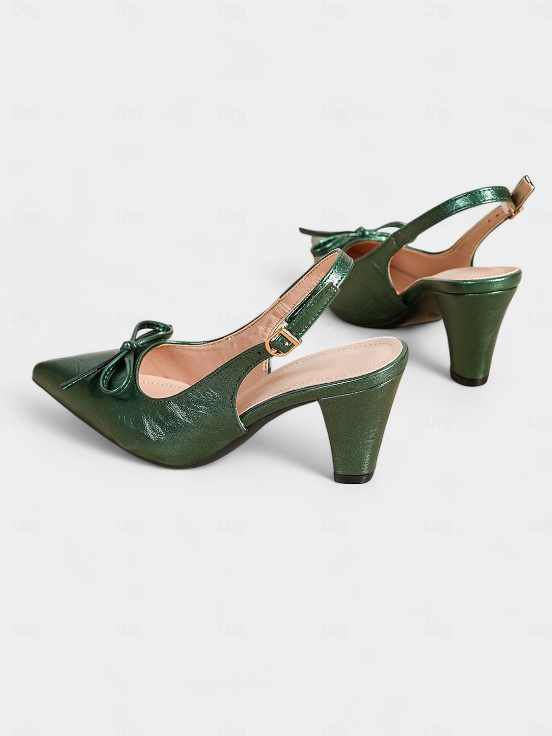 Escarpins à bride arrière verts vintage des années 1950 pour femmes avec détail nœud – escarpins à bout pointu et talon moyen pour le bureau, les mariages et les soirées élégantes de 2025 ? $34.99 –P5