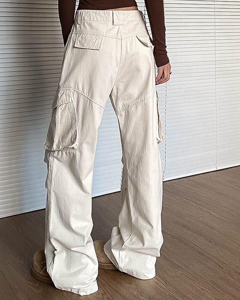 Per donna Pantaloni Cargo Pantaloni Moda Streetwear Lunghezza intera Naturale Tinta unita Tasca Confortevole Micro-elastico Sport & Outdoor Abbigliamento quotidiano Nero Beige Estate Primavera del 2026 a $29.99 –P5