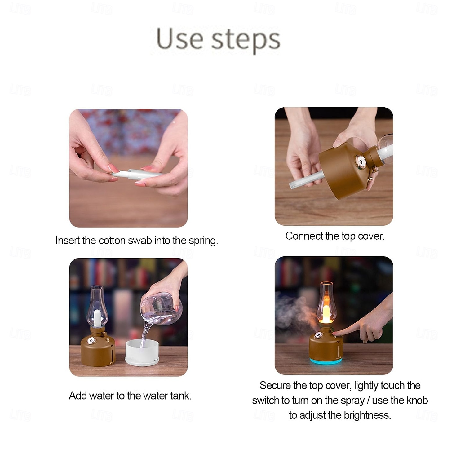 1 Pc Vintage Kerosene Lamp Humidifier 260ml Capacity Quiet Humidifier with 2 Mist Settings Stepless Dimming Night Light for Home Bedroom 2025 - $27.99 –P6