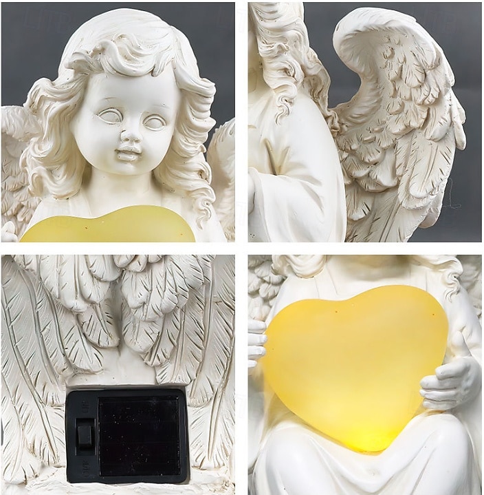 1 ks solární krajinná světla láska andělská ozdoba nádvoří venkovní socha dekorace pryskyřičná světla 2025 - $27.99 –P2