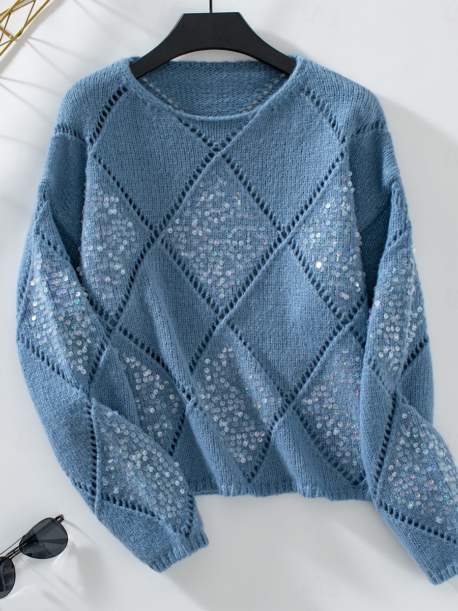 Per donna Felpa Casual Morbido Colore Puro A Coste Girocollo Lavorato a maglia Manica Lunga Top Regolari Maglia All'aperto Quotidiano Weekend Rosa Blu Autunno del 2025 a $39.99 –P13
