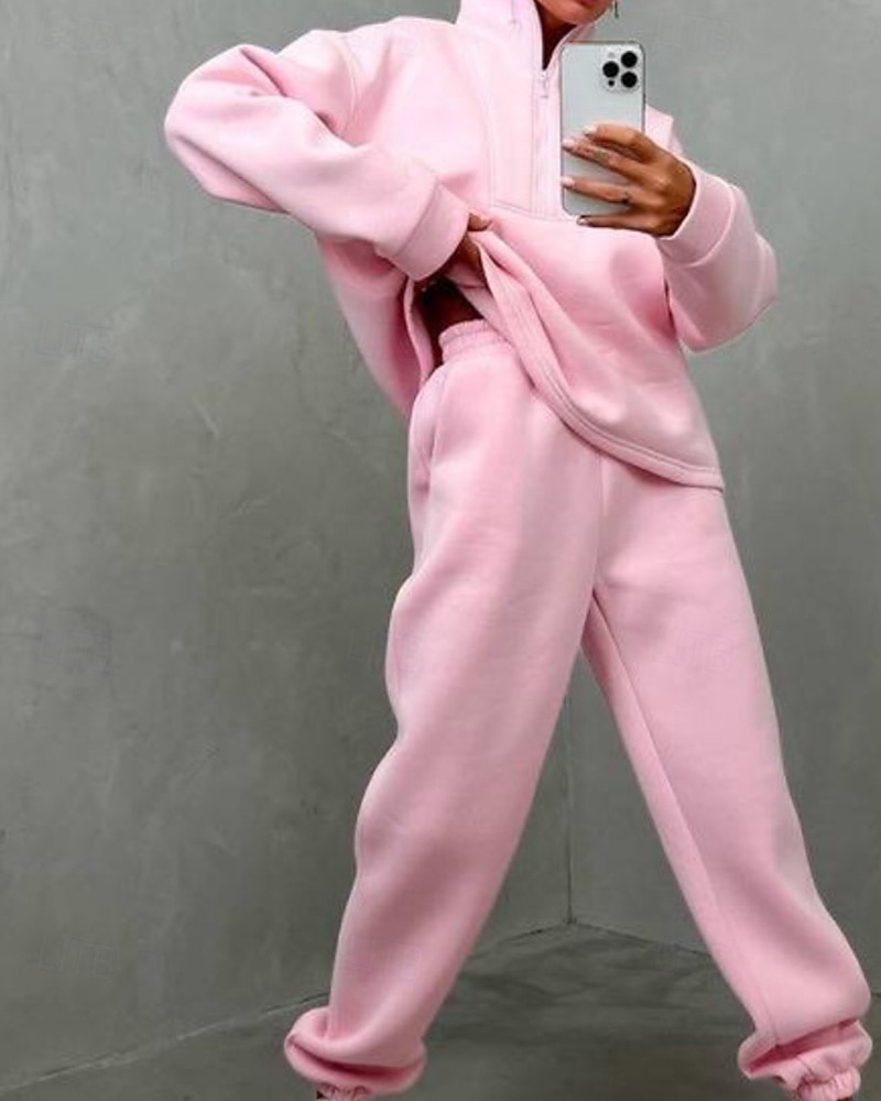 Γυναικεία Φόρμα Αθλητικές Φόρμες Φούτερ με πουλόβερ Τσέπη με φερμουάρ Μονόχρωμο Ρούχα σύνολα Φθινόπωρο Μαύρο Κίτρινο Σπαντέξ Προπόνηση Ένδυση γυμναστικής και άθλησης Τρέξιμο 2026 - $36.99 –P18