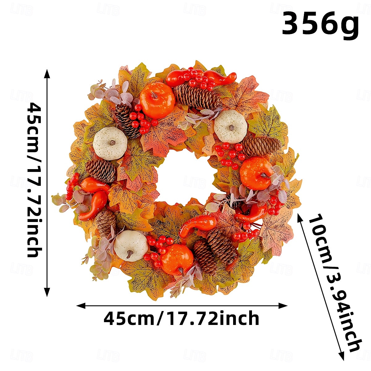 Ghirlanda autunnale per la porta d'ingresso, decorazione autunnale per interni ed esterni, ghirlanda di zucca, pigna, bacche, foglie d'acero, decorazione rustica per la raccolta, porta e parete. del 2025 a $28.99 –P2